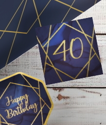 Navy Blue & Gold Geode 40th Birthday Party Supplies | Balloon | Decoration | Packs